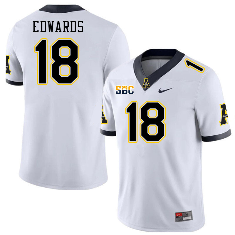 Men #18 James Edwards Appalachian State Mountaineers College Football Jerseys Stitched Sale-White